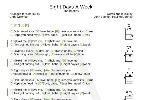 Eight Days A Week (arr. UkeTok)