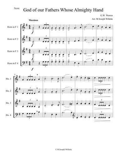 God of Our Fathers Whose Almighty Hand - Horn Quartet (arr. M Joseph Willette)