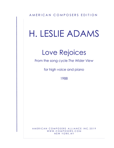 [Adams] Love Rejoices (from the Wider View)