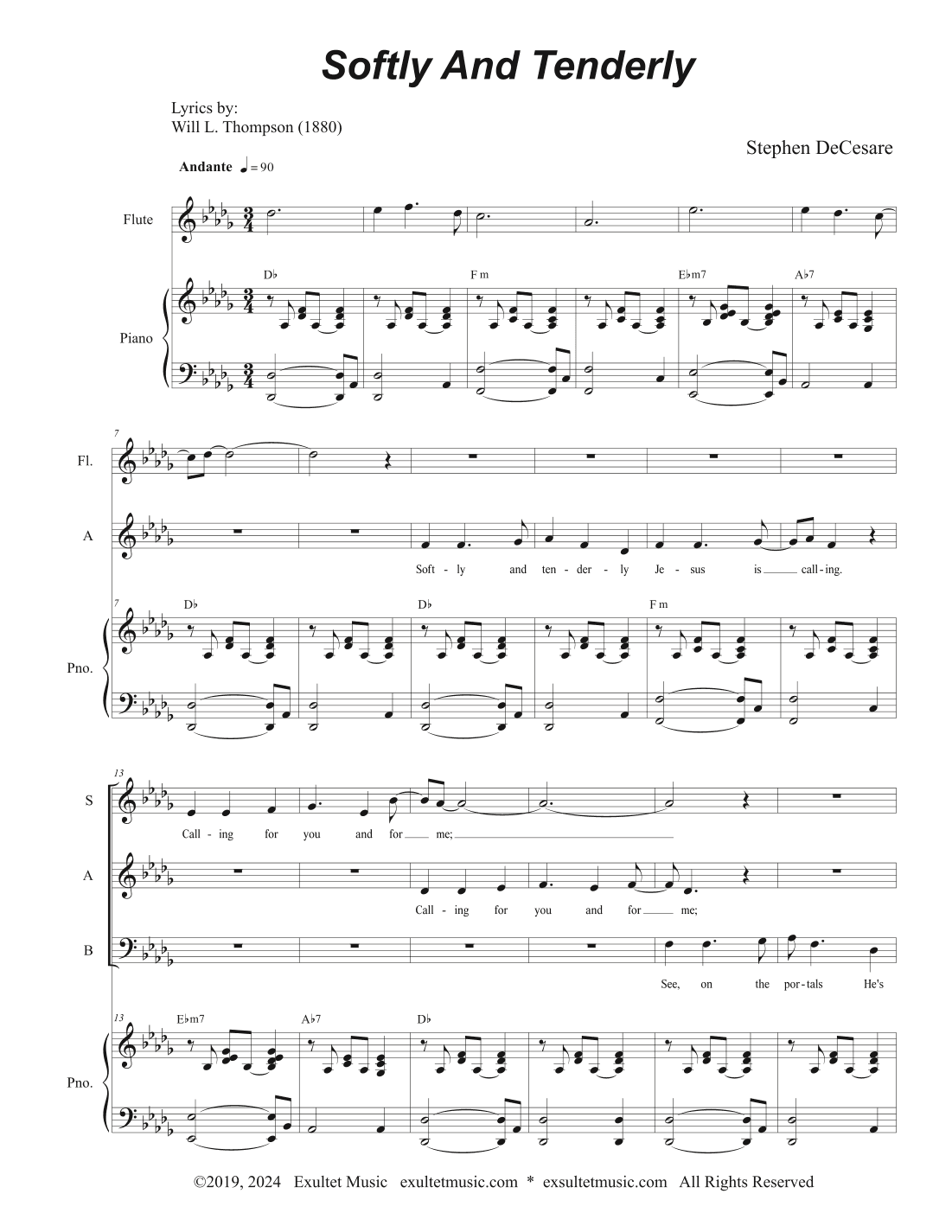 Softly And Tenderly (SAB)