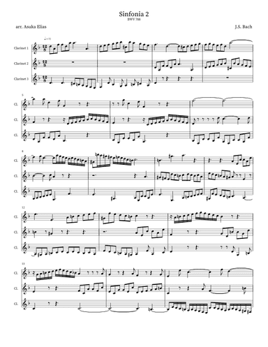 Sinfonia 2 (BWV 788) (arr. Asuka Elias)