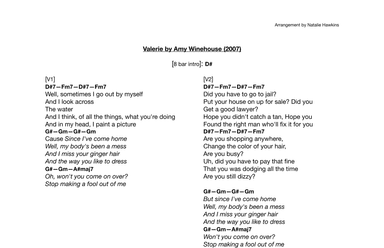 Valerie (arr. Natalie Hawkins)