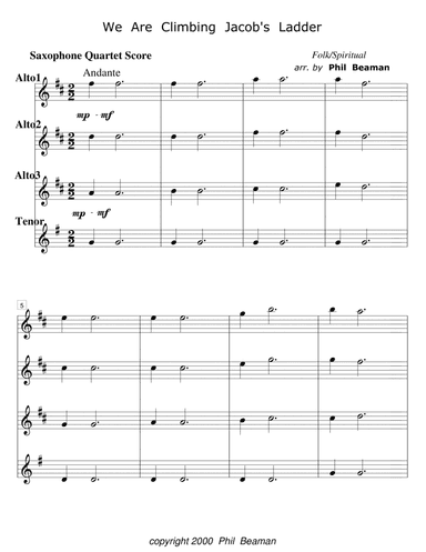 We Are Climbing Jacob's Ladder - saxophone quartet (arr. Phil Beaman)