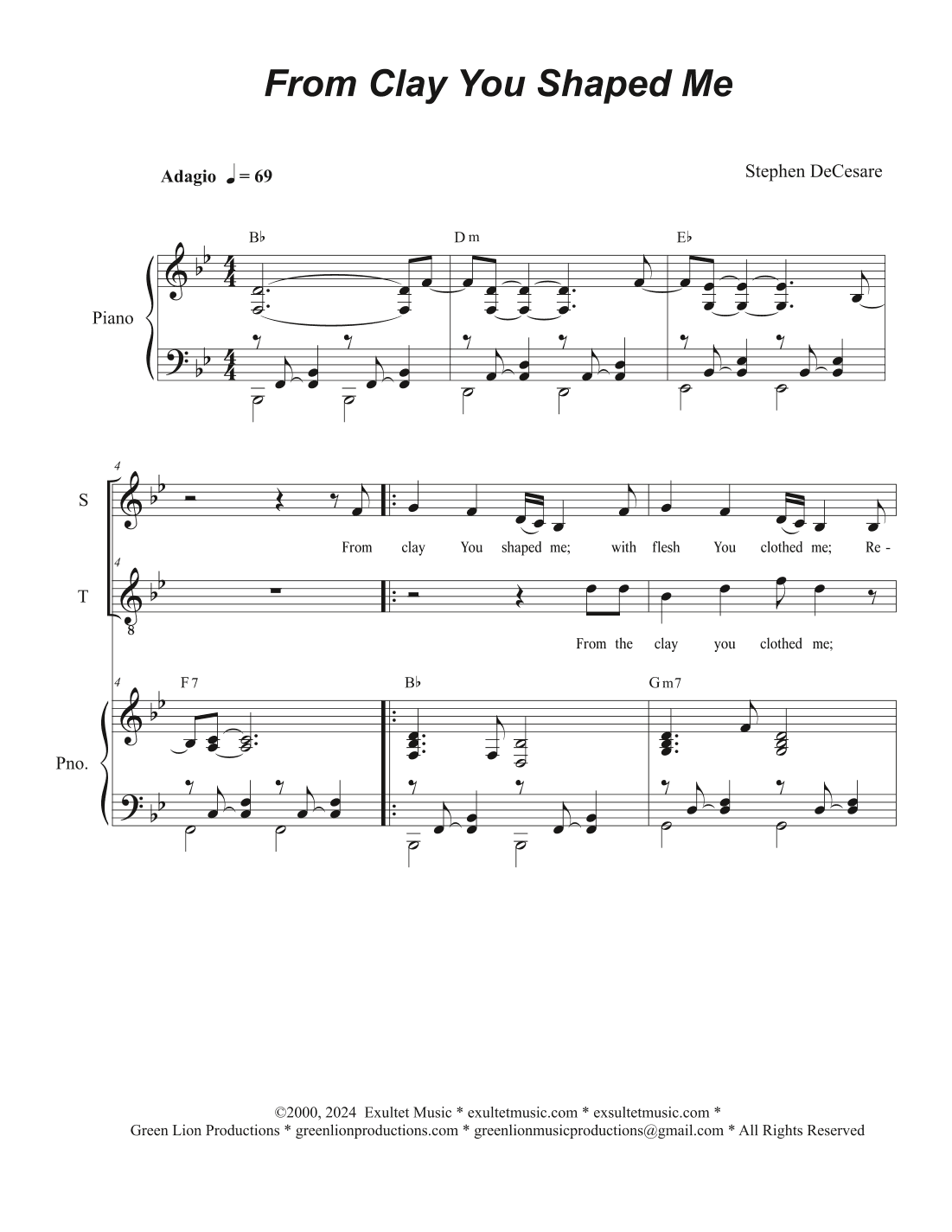 From Clay You Shaped Me (2-part choir - (Soprano and Tenor)