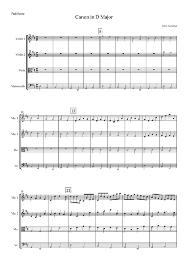 Canon in D Major (Johann Pachelbel) for String Quartet (arr. Fabio Britto)