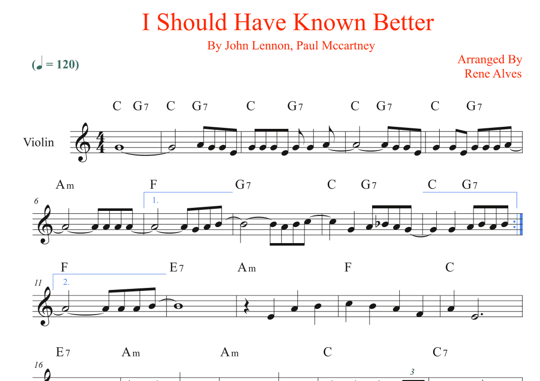 I Should Have Known Better (arr. Rene Alves)