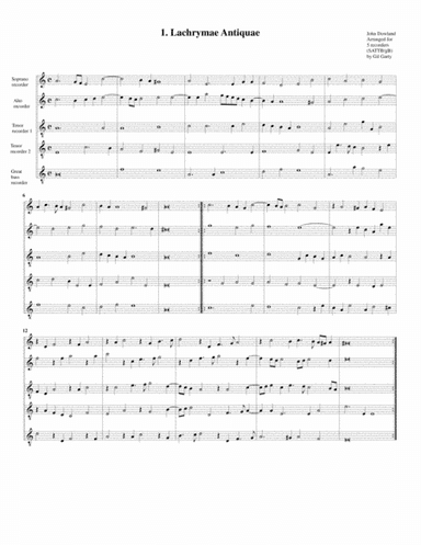 Lachrymae antiquae (1, 1604) (arrangement for 5 recorders) (arr. Gil Garty)