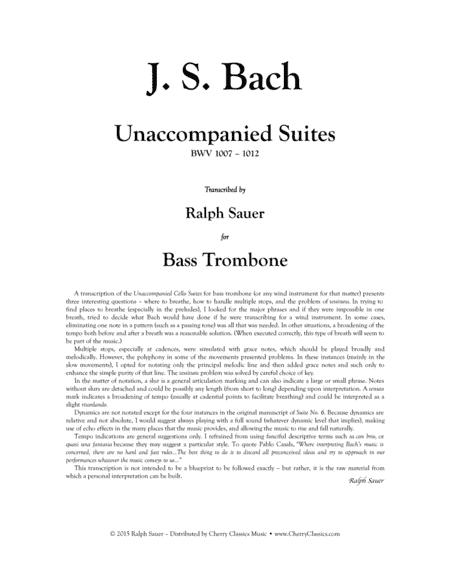 Unaccompanied Suites for Bass Trombone (arr. Ralph Sauer)