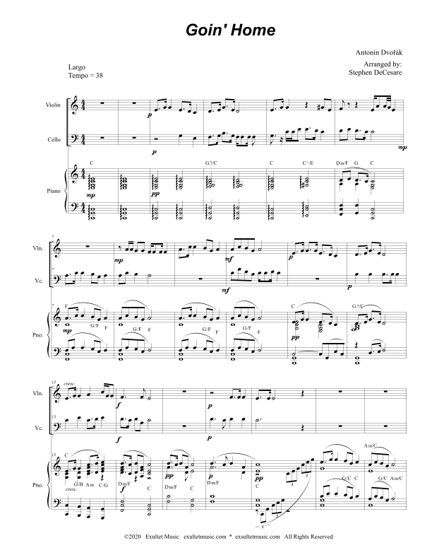 Goin' Home (Duet for Violin and Cello) (arr. Stephen DeCesare)
