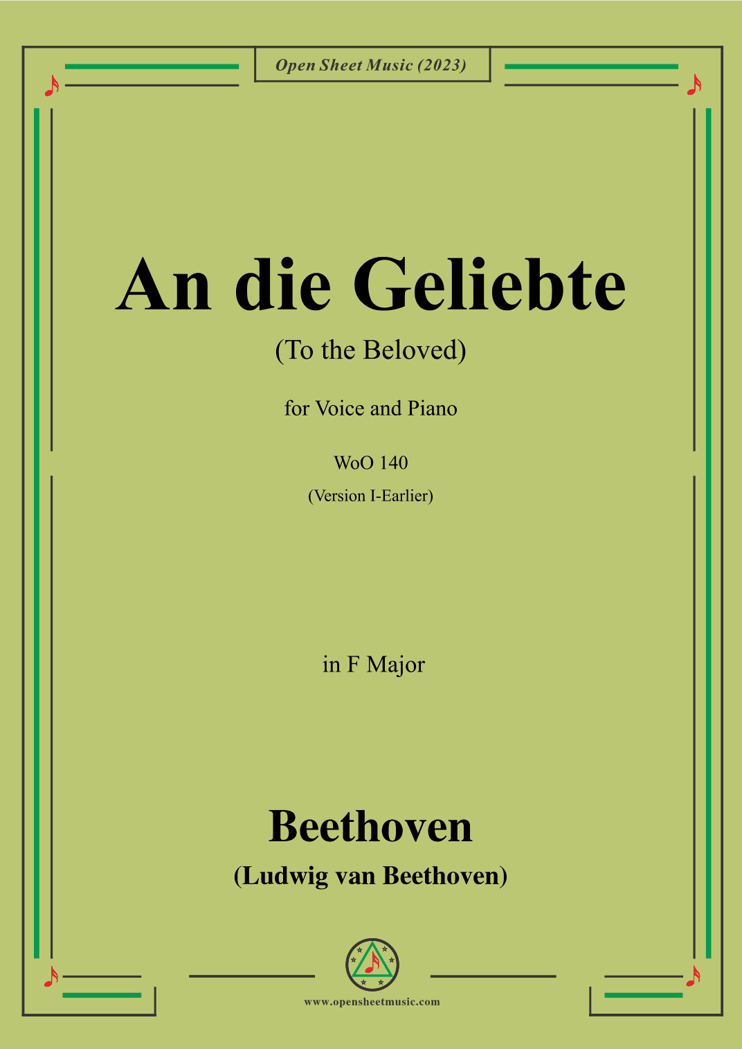 Beethoven-An die Geliebte(To the Beloved),in F Major (arr. OSM Press)