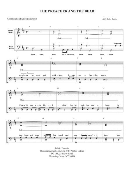 THE PREACHER AND THE BEAR (arr. Walter Latzko)