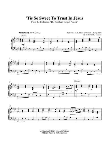 'Tis So Sweet To Trust In Jesus (arr. Steven Tedesco)