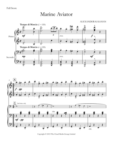 March "Marine Aviator" (2013) - for Piano Four Hands