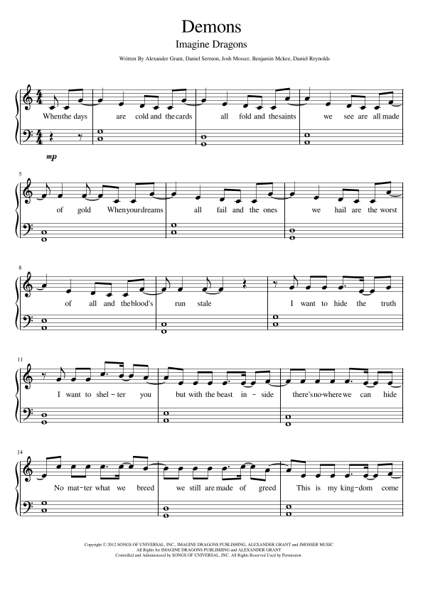 Demons (arr. Dennis Cheng)