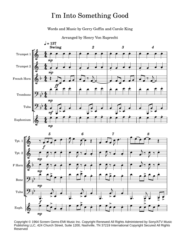 I'm Into Something Good (arr. Henry Von Ruprecht)