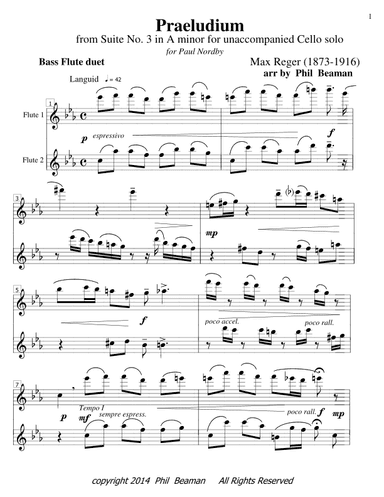 Praeludium - Reger- Bass Flute duet (arr. Phil Beaman)