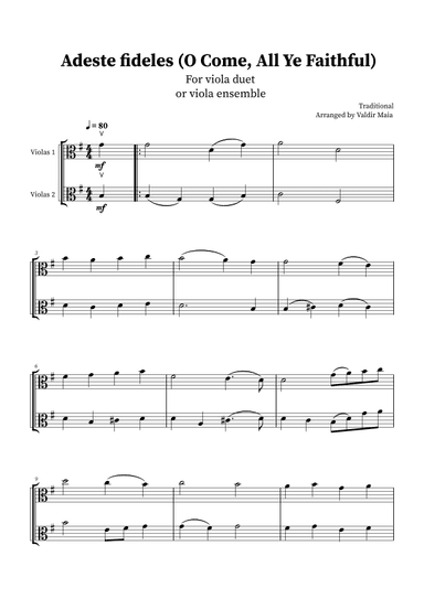 O Come, All Ye Faithful (Adeste Fideles) - Viola Duet (arr. Valdir Maia)