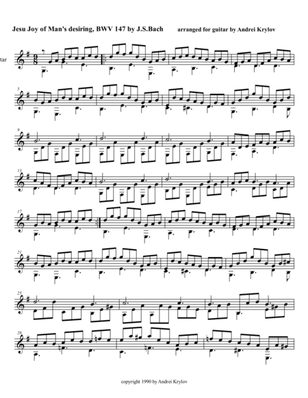 Jesu, Joy of Man's Desiring from cantata Herz und Mund und Tat und Leben, BWV 147, by Johann Sebasti (arr. Andrei Krylov)