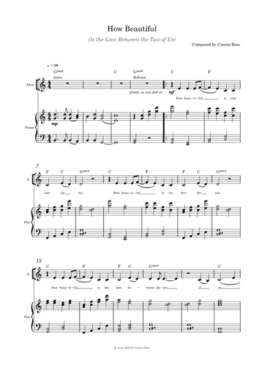 How Beautiful (Is the Love Between the Two of Us) - Alto solo and piano