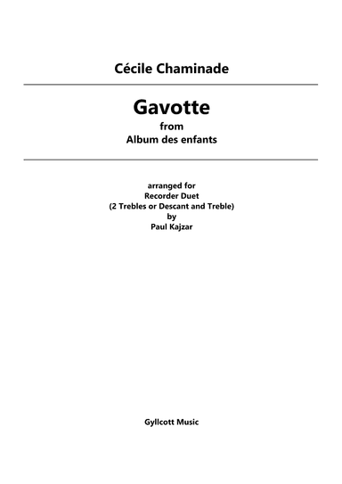 Gavotte (Recorder Duet) (arr. Paul Kajzar)