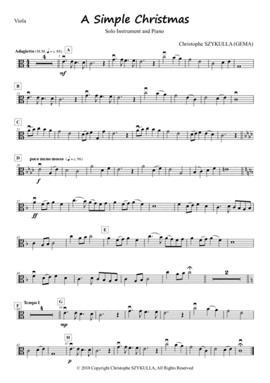 A SIMPLE CHRISTMAS FOR SOLO INSTRUMENT AND PIANO (Viola and Piano)