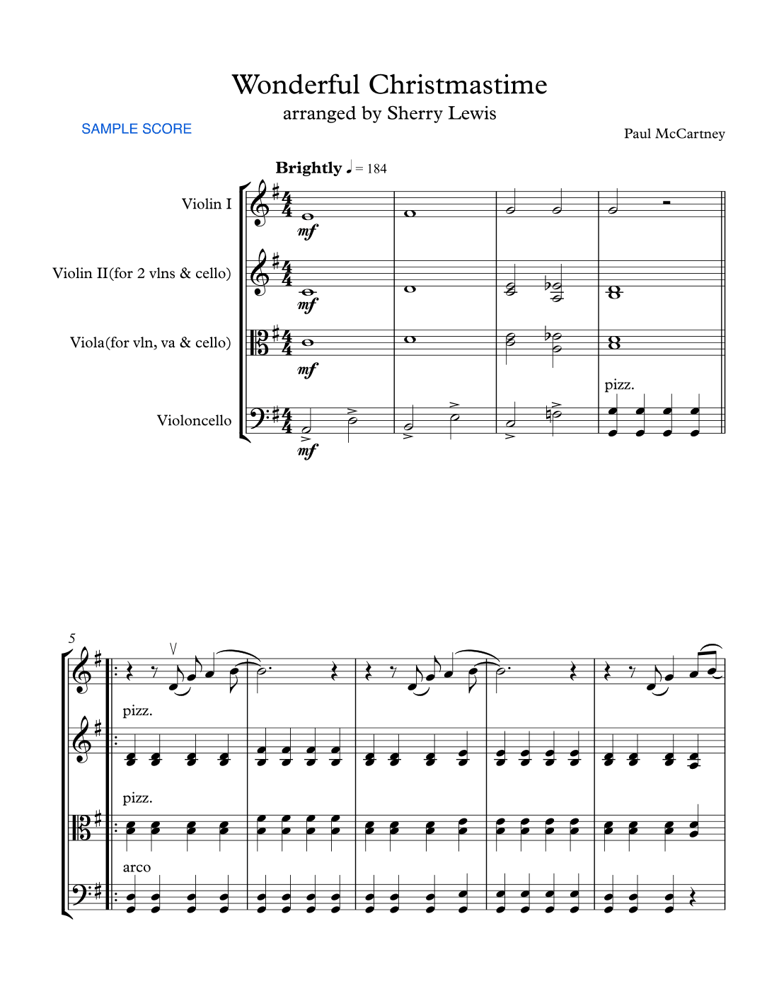 Wonderful Christmastime (arr. Sherry Lewis Publishing)