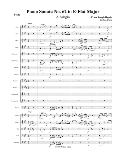 Piano Sonata in E-flat major, Hob.XVI:52, Movement 2 (arr. Joshua Choe)