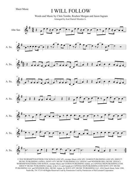 I Will Follow (arr. José Daniel Morales A.)