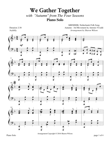 The Four Seasons Hymn Medleys: We Gather Together (arr. Sharon Wilson)