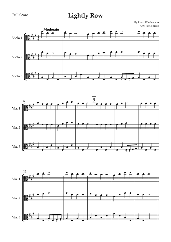Lightly Row for Viola Trio (arr. Fabio Britto)