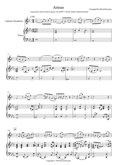 Arioso (soprano sax & piano) - EASY (arr. David Kocijan)