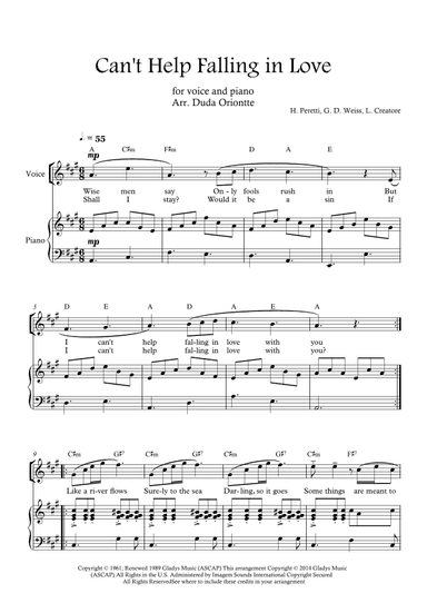 Can't Help Falling In Love (arr. Duda Oriontte)
