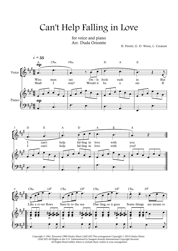 Can't Help Falling In Love (arr. Duda Oriontte)