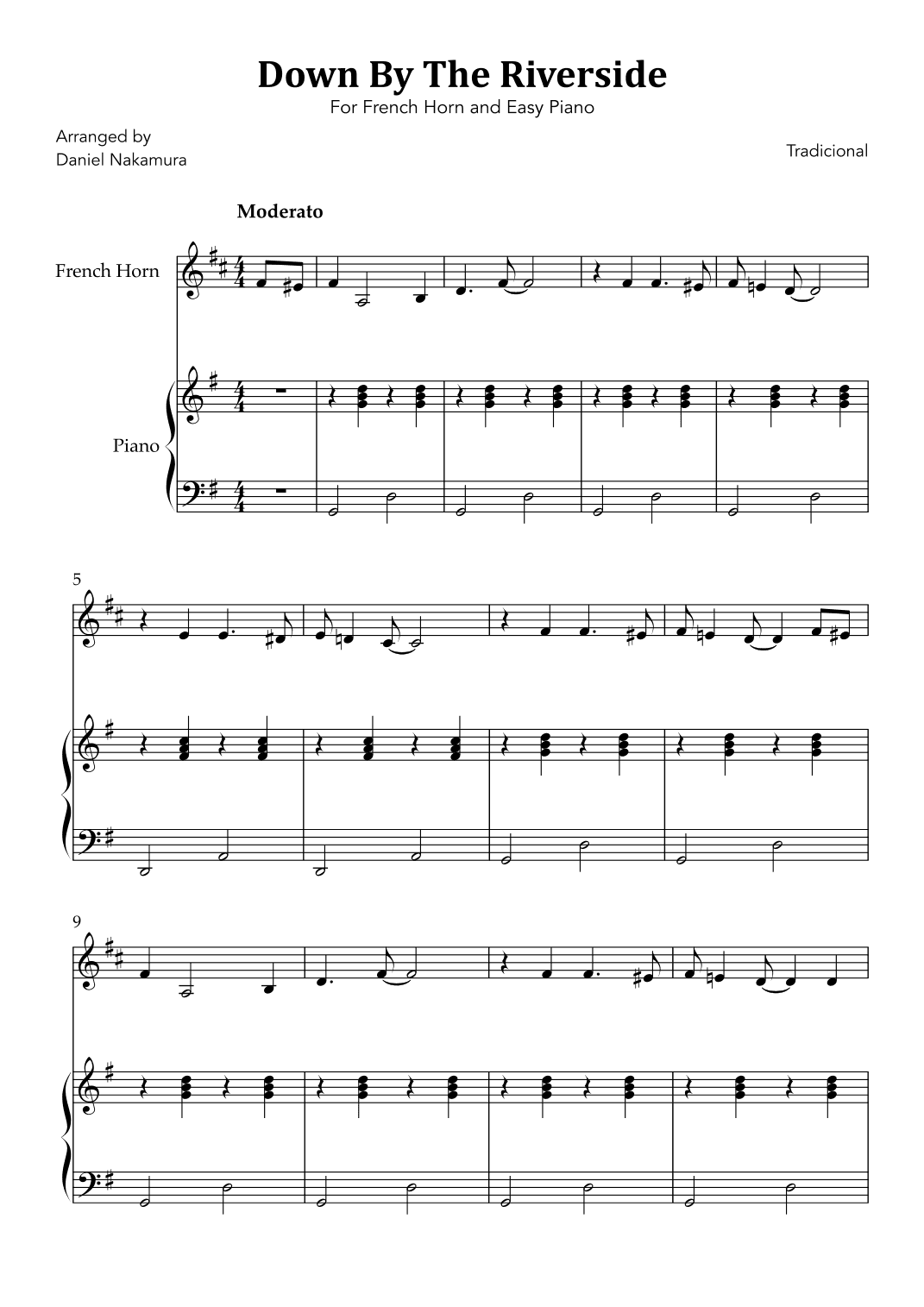 Down By The Riverside (French Horn and Easy Piano) (arr. Daniel Nakamura)