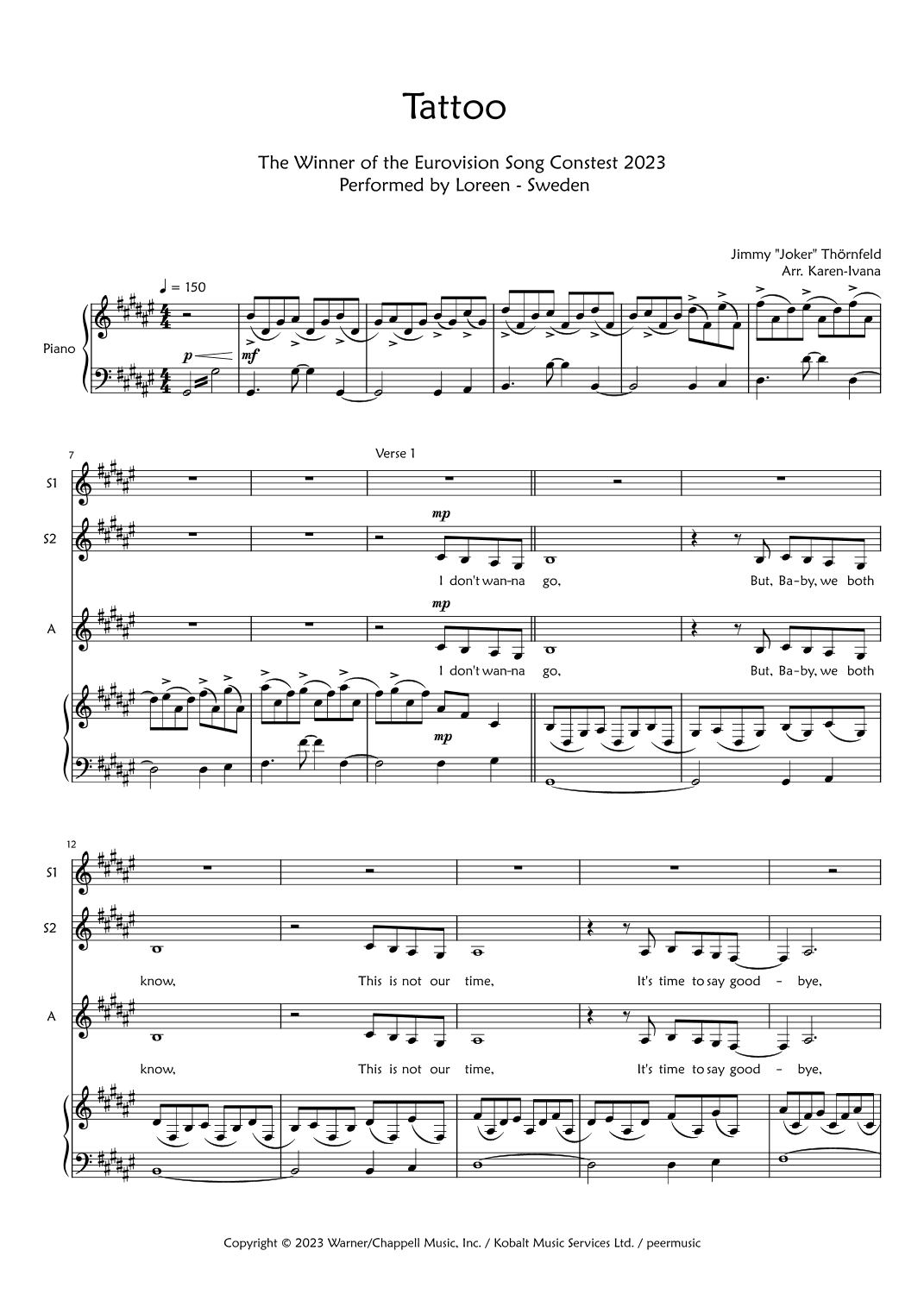 Tattoo (arr. Karen Ivana)