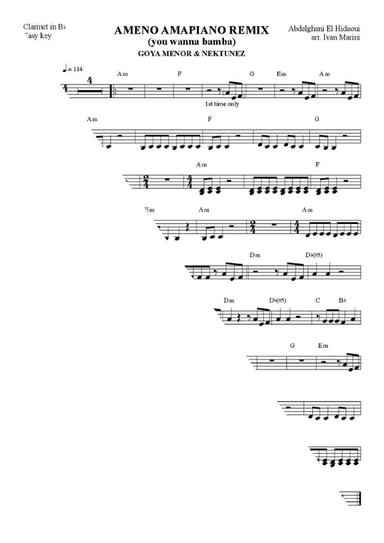 Ameno Amapiano Remix (you Wanna Bamba) (arr. Ivan Marini)