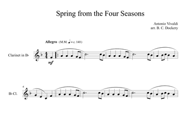 Spring from the Four Seasons (Clarinet Solo) (arr. B. C. Dockery)