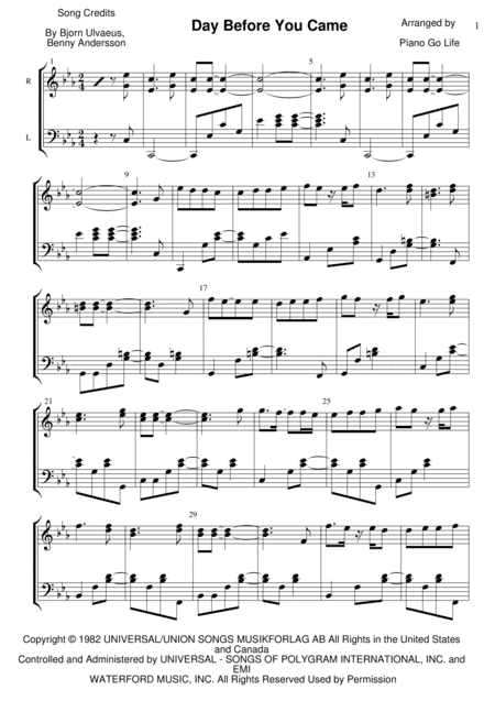 Day Before You Came (arr. Piano Go Life)