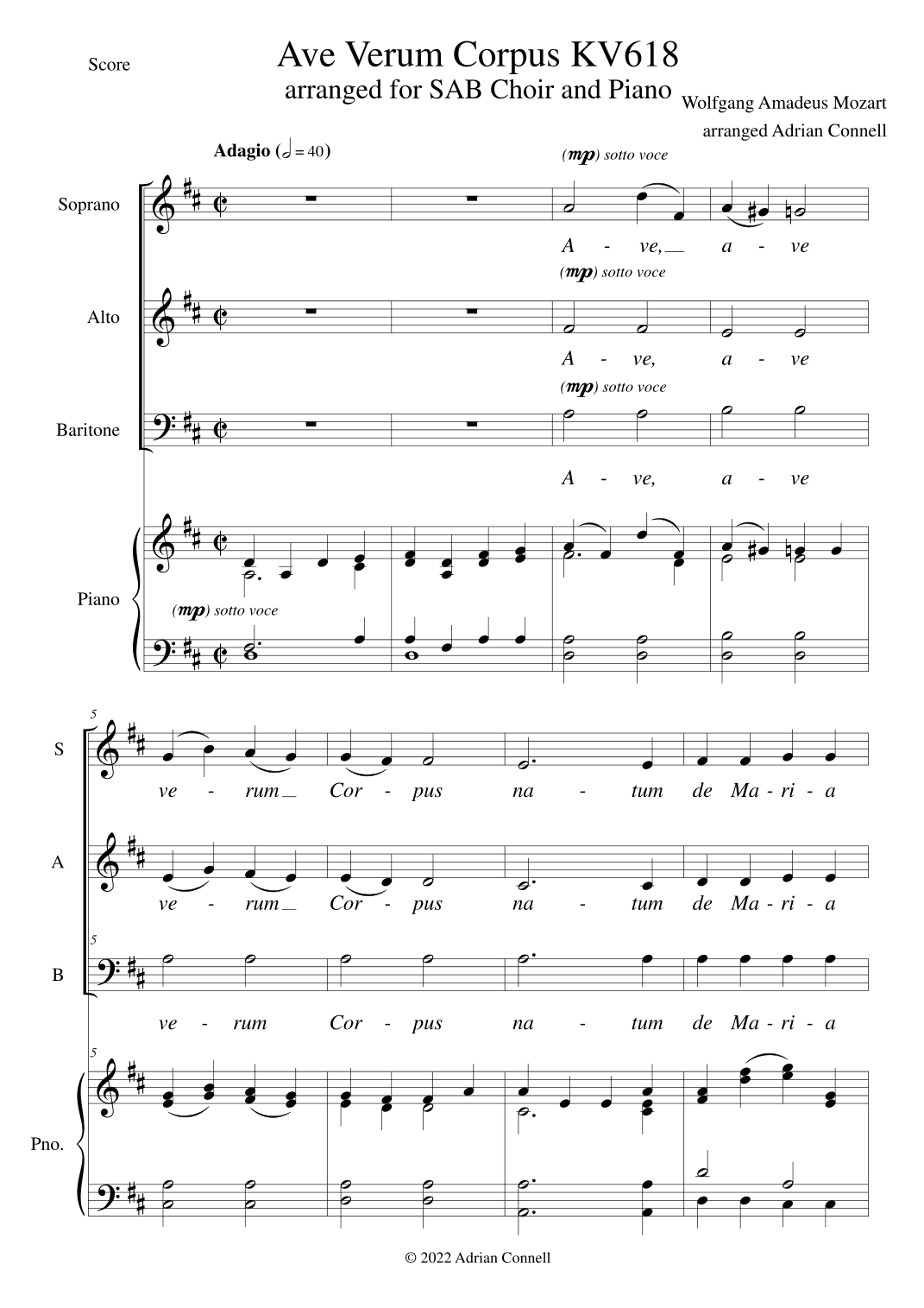 Ave Verum Corpus (arr. Adrian Connell)