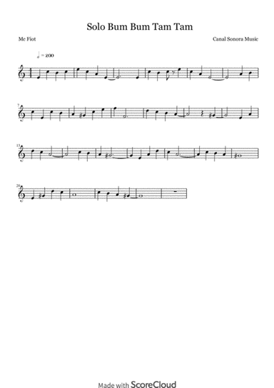 Solo BUM BUM TAM TAM (arr. Canal Sonora Music)
