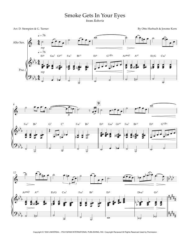 Smoke Gets In Your Eyes (arr. Debra E. Stempien, Gregory H. Turner)