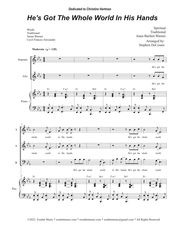 He's Got The Whole World In His Hands (SAB) (arr. Stephen DeCesare)