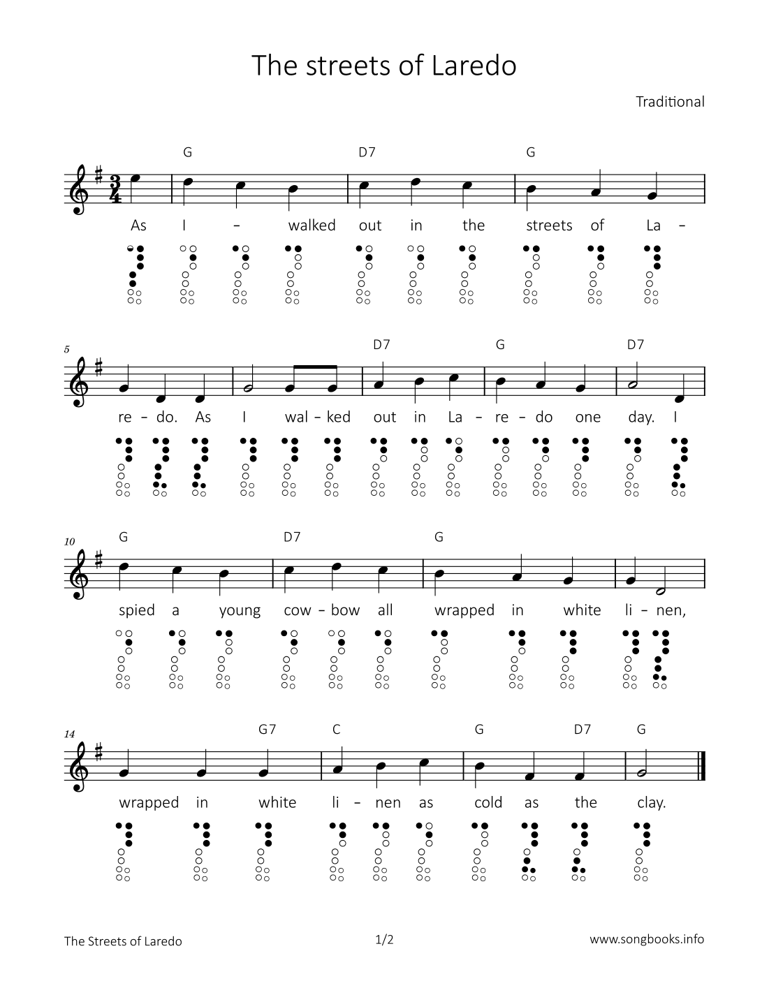 The streets of Laredo (arr. songbooks.info)