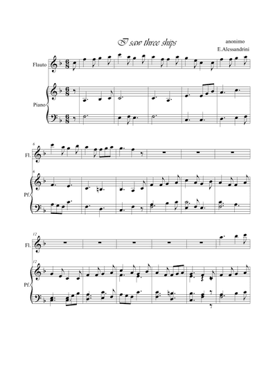 I saw three ships. Flute and piano (arr. Ester Alessandrini)