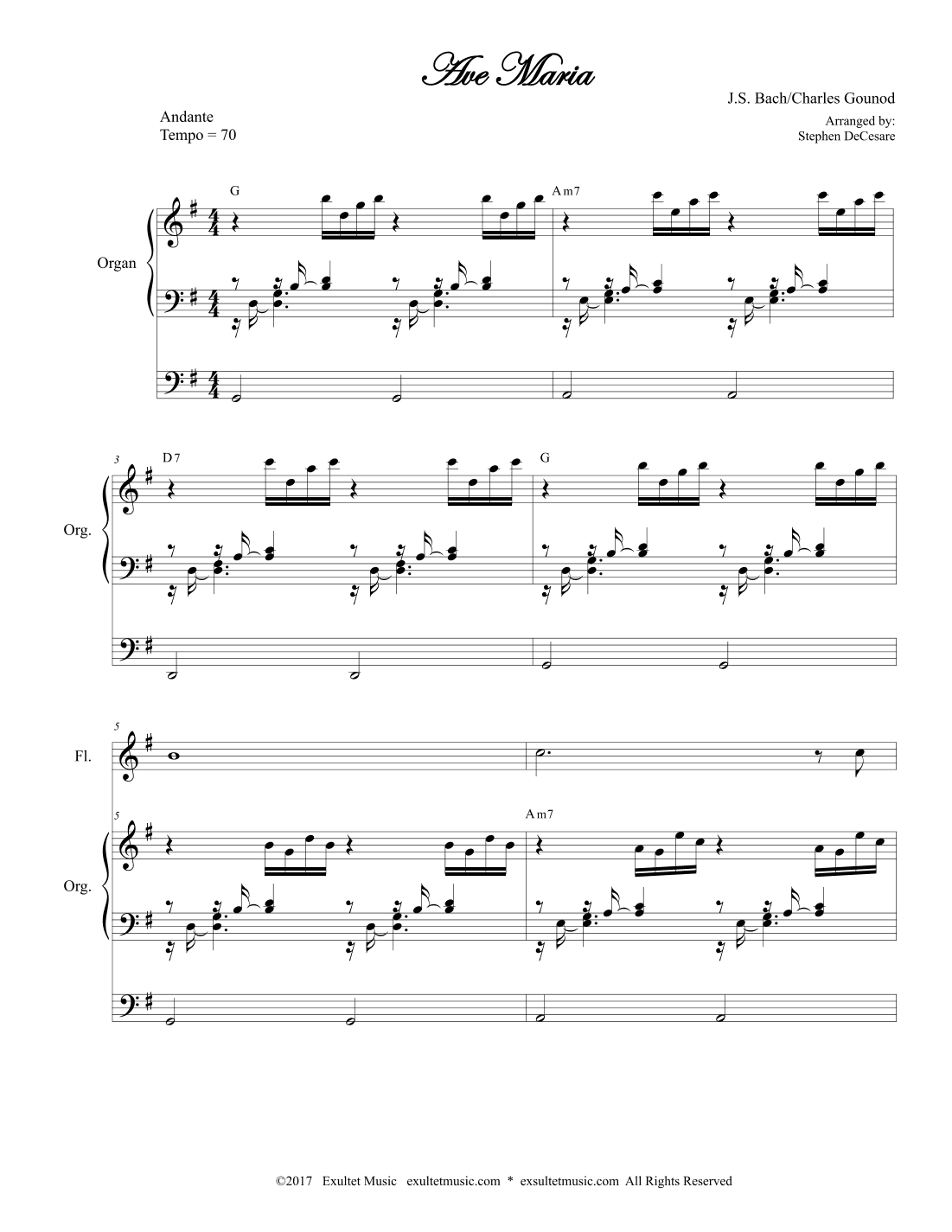Ave Maria (Duet for Flute and Bb-Clarinet - Organ Accompaniment) (arr. Stephen DeCesare)
