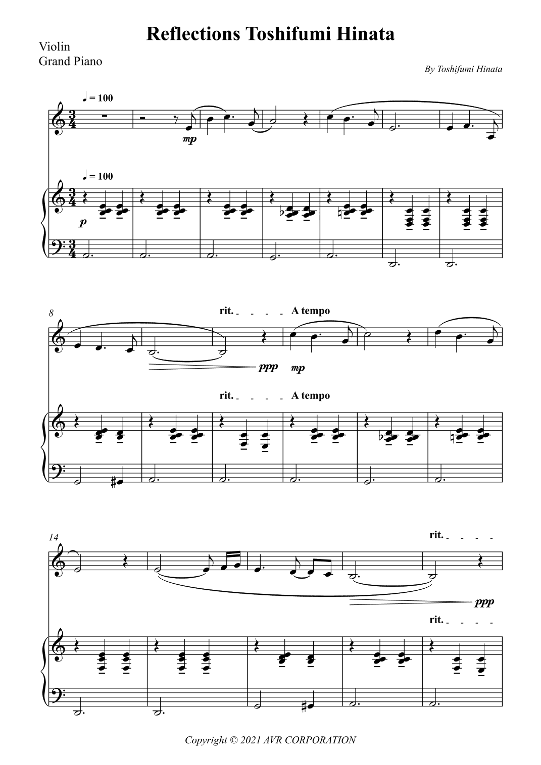 Reflections Toshifumi Hinata (arr. Wesley S. SIlva)