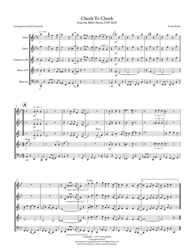 Cheek To Cheek (arr. Keith Gemmell)