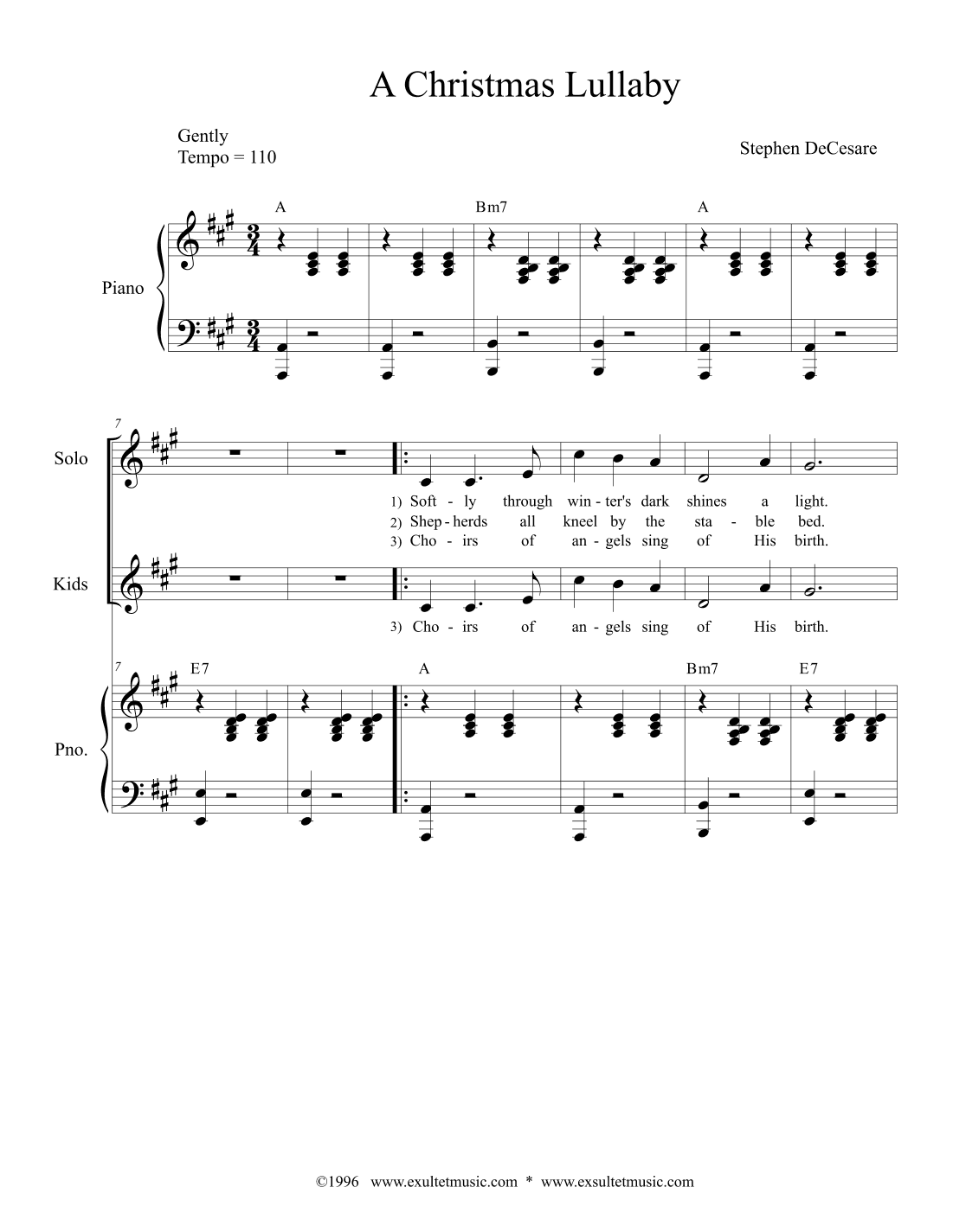 A Christmas Lullaby (Solo with 2-part choir)