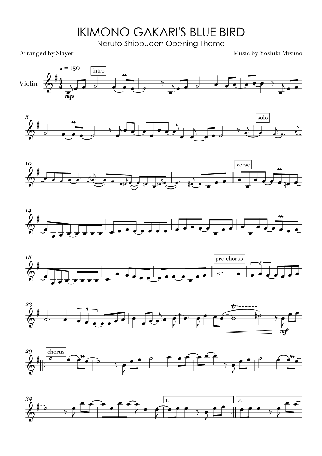 Ikimono Gakari's Blue Bird (arr. Slayer)