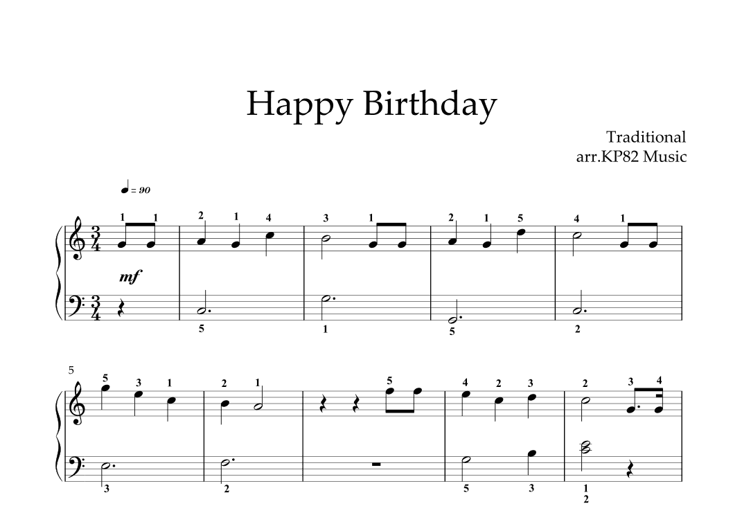 Happy Birthday to You - Easy Piano (arr. KP82 Music)